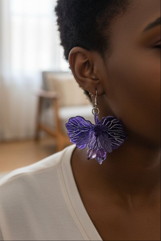 Irises Flower Earrings Inspired by Van Gogh – Lightweight Handmade