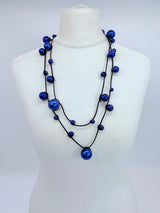 10-Strand Faux Pearls on Leatherette statement playful Necklace