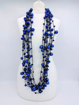 10-Strand Faux Pearls on Leatherette statement playful Necklace