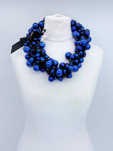 10-Strand Faux Pearls on Leatherette statement playful Necklace