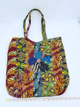 Big Square Hand Made Recycled Fabric Bag