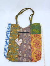 Big Square Hand Made Recycled Fabric Bag