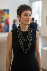 130cm Long Faceted Recycled Wooden Loop Chain