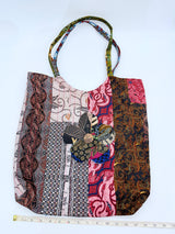Big Square Hand Made Recycled Fabric Bag