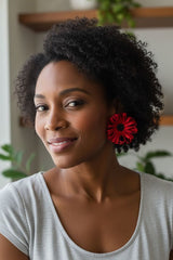 Handmade Chrysanthemum Clip On Earrings – Lightweight Floral Statement Jewelry Gift for Mom & Girlfriend