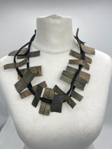 Recycled Leatherette Rectangles Necklace - Hand-painted