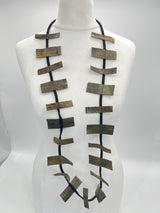 Recycled Leatherette Rectangles Necklace - Hand-painted