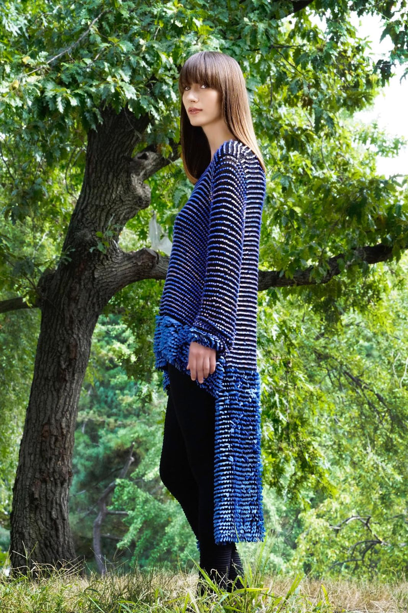 Handmade Crocheted High-Low Top with Recycled Wood Beads & Rubber – Wearable Art Fashion