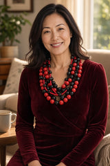 3-Strand Recycled Wood Bead Necklace – Playful Statement Jewellery