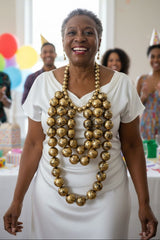 Handmade Gilded Recycled Ping Pong Ball Statement Necklace – Lightweight, Bold & Sustainable Jewellery