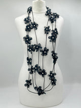3 Strand Handmade Sakura Flower Necklace – Sustainable Floral Statement Necklace in Recycled Textile