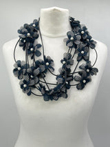 3 Strand Handmade Sakura Flower Necklace – Sustainable Floral Statement Necklace in Recycled Textile