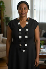 RECYCLE WOOD SQUARE NECKLACE -DUO