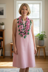 Handmade Poppy Necklace | Recycled Plastic & Hand Embroidered Ribbon Jewelry - Long