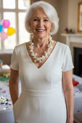 3 Strands Faux Pearls on Rubber Necklaces for party style