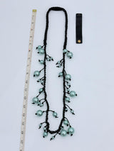 Elegant Faux Pearl Necklace – Handwoven Cotton Cord - Short