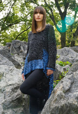 Handmade Crocheted High-Low Top with Recycled Wood Beads & Rubber – Wearable Art Fashion