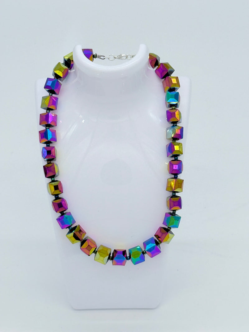 Big Crystal Cube Bead Necklace – Modern Classic Sparkle
