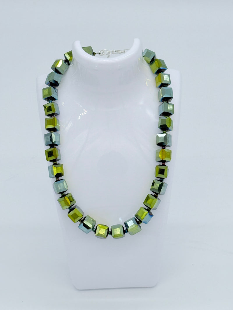 Big Crystal Cube Bead Necklace – Modern Classic Sparkle