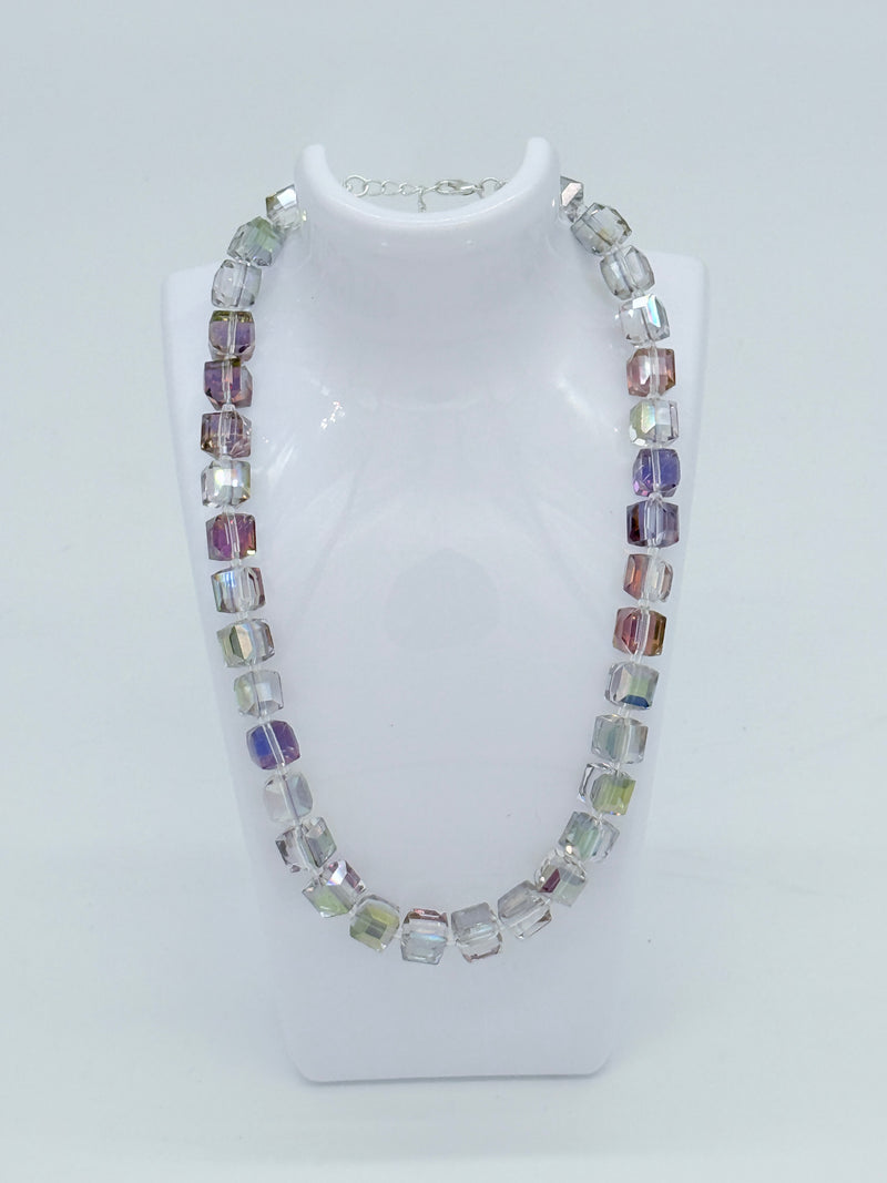 Big Crystal Cube Bead Necklace – Modern Classic Sparkle