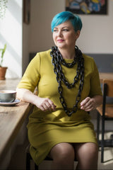 Rectangular Recycled Wooden Chain Necklace - Set