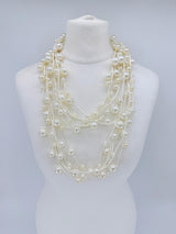 5 Strand Faux Pearl Necklace | Layered Statement Necklace for Weddings & Parties
