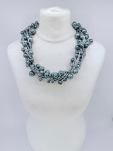 5 Strand Faux Pearl Necklace | Layered Statement Necklace for Weddings & Parties