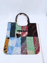Big Square Hand Made Recycled Fabric Bag