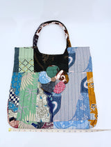 Big Square Hand Made Recycled Fabric Bag