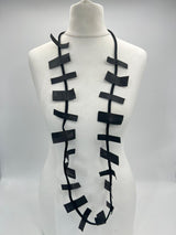 Recycled Leatherette Rectangles Necklace - Hand-painted