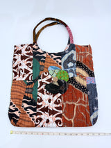 Big Square Hand Made Recycled Fabric Bag