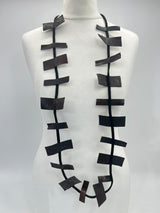 Recycled Leatherette Rectangles Necklace - Hand-painted
