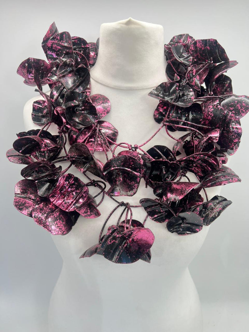 Big Water Lily Leaf Recycled Plastic Bottles Necklace - Hand