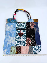 Big Square Hand Made Recycled Fabric Bag