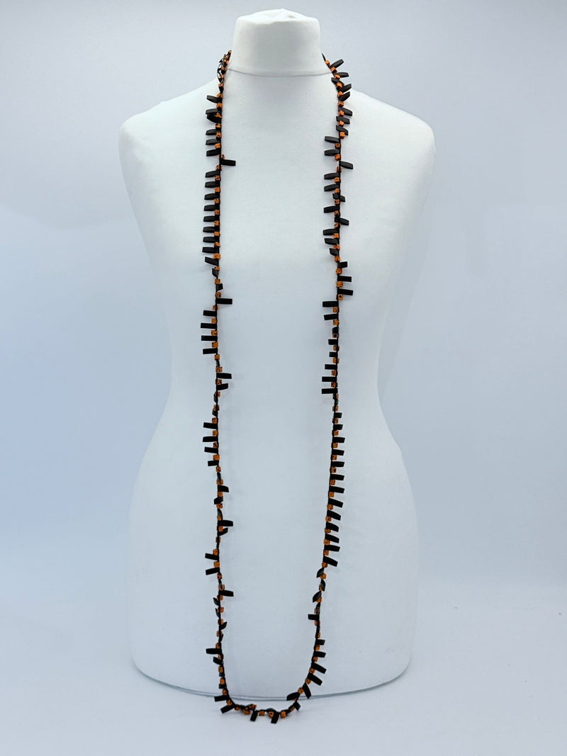 Handmade Recycled Wood Cube Bead Necklace – Eco-Friendly & Unique Design