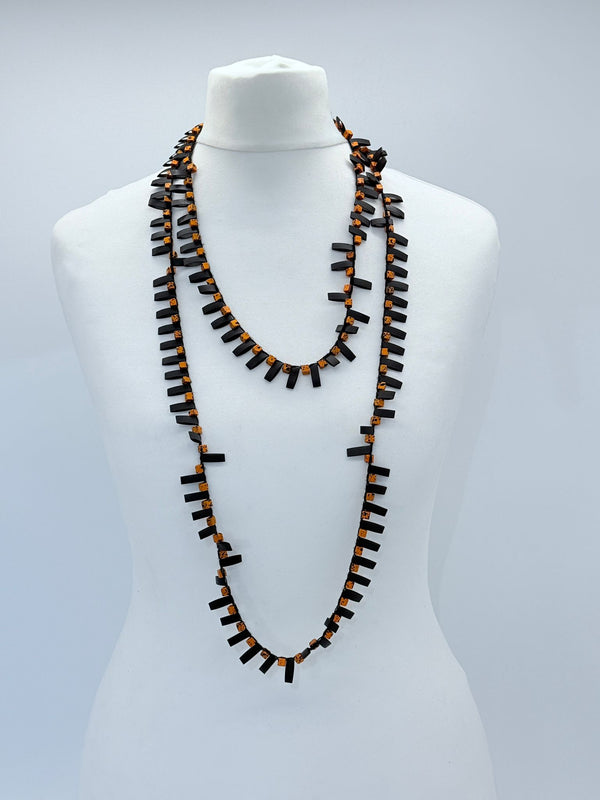 Handmade Recycled Wood Cube Bead Necklace – Eco-Friendly & Unique Design