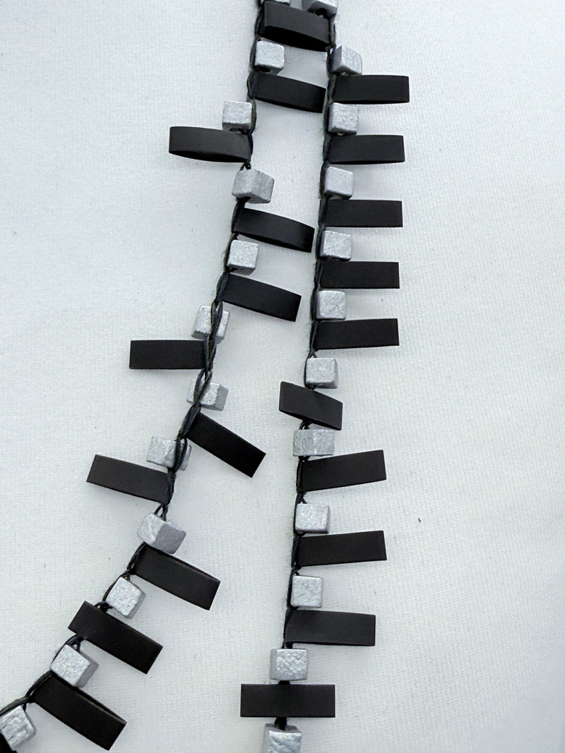 Handmade Recycled Wood Cube Bead Necklace – Eco-Friendly & Unique Design