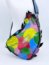 Handmade Recycled Leather Crossbody Bag – Unique Hummingbird Wing Design - Big