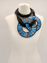 Boho Statement Mosaic Necklace or Round Bangle – Handmade Recycled Glass Art Jewelry - Medium & Small Set