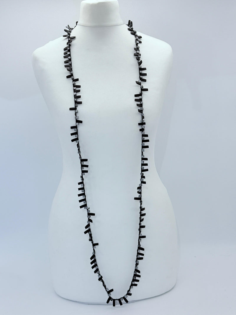 Handmade Recycled Wood Cube Bead Necklace – Eco-Friendly & Unique Design