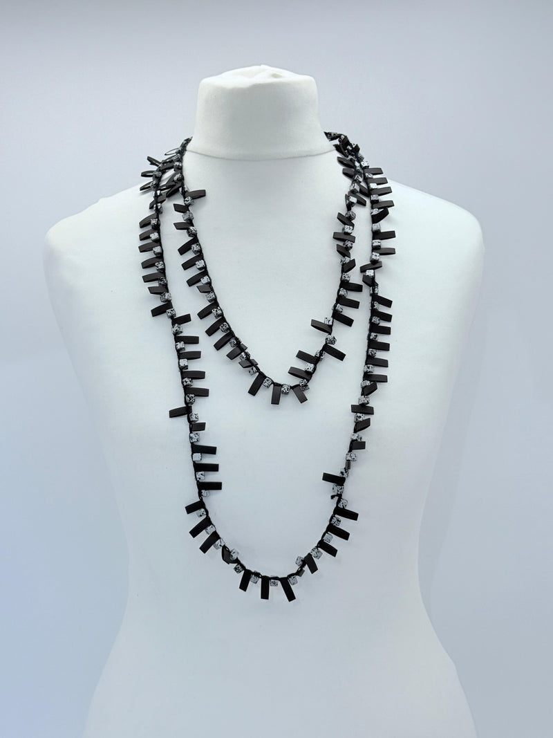 Handmade Recycled Wood Cube Bead Necklace – Eco-Friendly & Unique Design