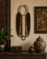 Handmade Papua Tribal Statement Necklace – Upcycled Shell, Bone & Pearl Barley Ethnic Wall Art Jewelry -  Limited Edition