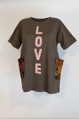 Sustainable Quilted Smock Top – Handmade Recycled Fabric Cotton Blouse with Heart Details & Pockets