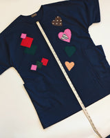 Sustainable Quilted Smock Top – Handmade Recycled Fabric Cotton Blouse with Heart Details & Pockets