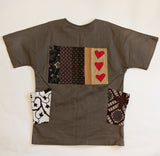 Sustainable Quilted Smock Top – Handmade Recycled Fabric Cotton Blouse with Heart Details & Pockets
