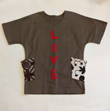 Sustainable Quilted Smock Top – Handmade Recycled Fabric Cotton Blouse with Heart Details & Pockets