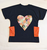 Sustainable Quilted Smock Top – Handmade Recycled Fabric Cotton Blouse with Heart Details & Pockets