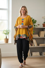 Recycled Fabric Quilted Kaftan – Handmade Cotton Summer Top with LOVE Patch Detail