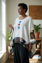 Recycled Fabric Quilted Kaftan – Handmade Cotton Summer Top with LOVE Patch Detail