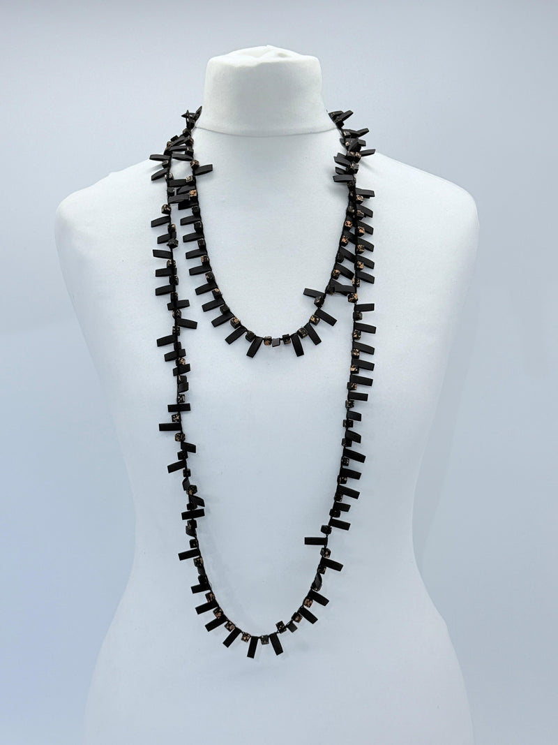 Handmade Recycled Wood Cube Bead Necklace – Eco-Friendly & Unique Design